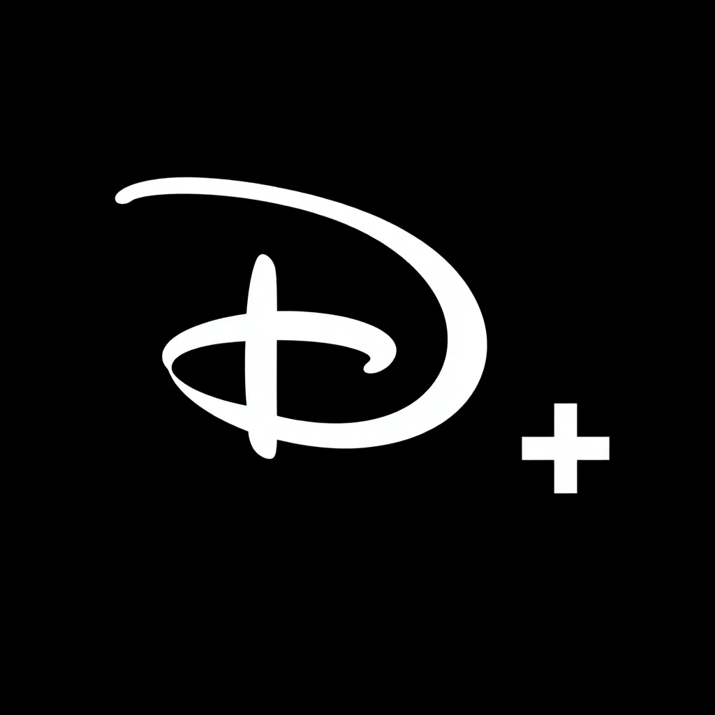 Disney plus logo white D on black background