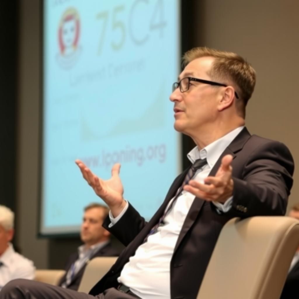 A lawyer giving a presentation at a conference