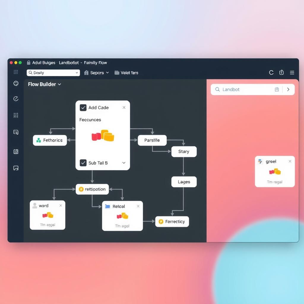 Screenshot of Landbot's visual flow builder interface