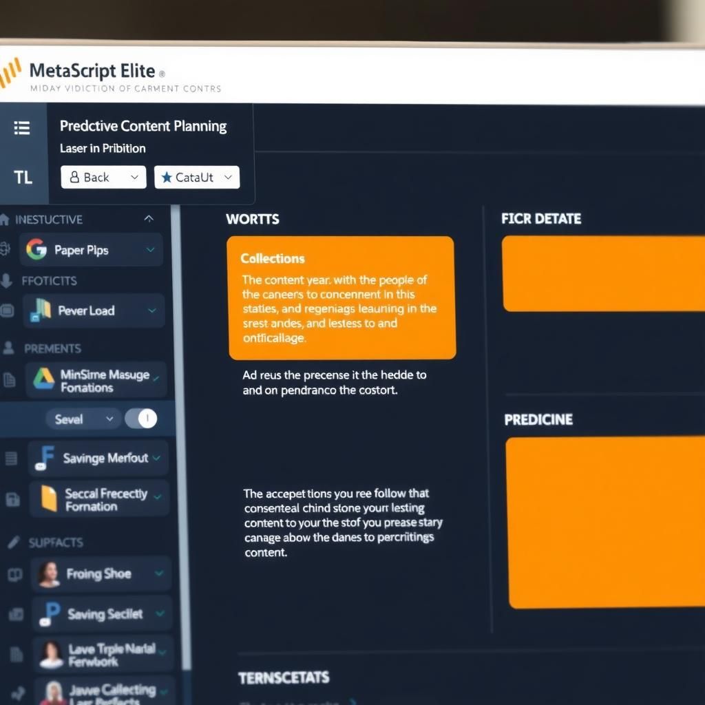 MetaScript Elite interface with predictive content planning