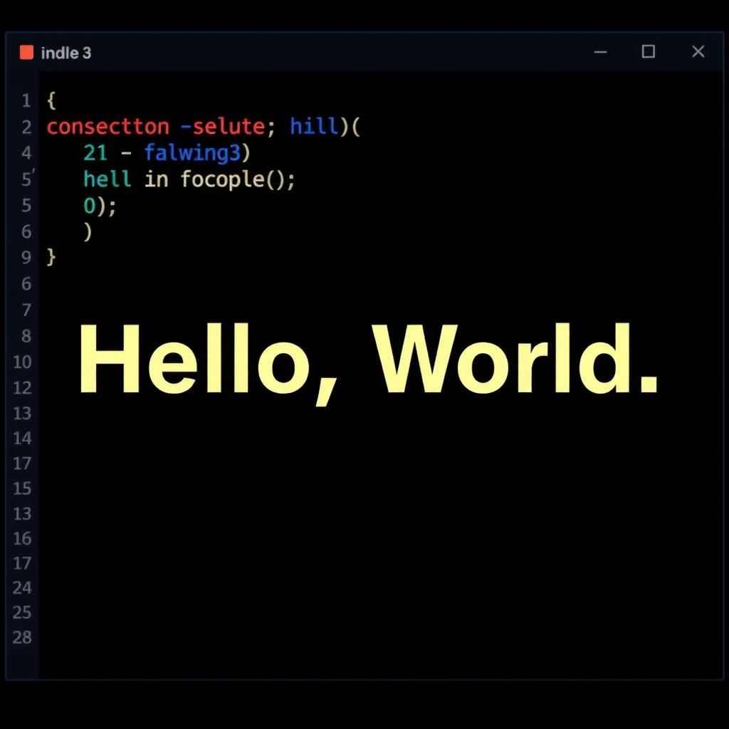 Screenshot of IDLE showing the 'Hello, World!' output