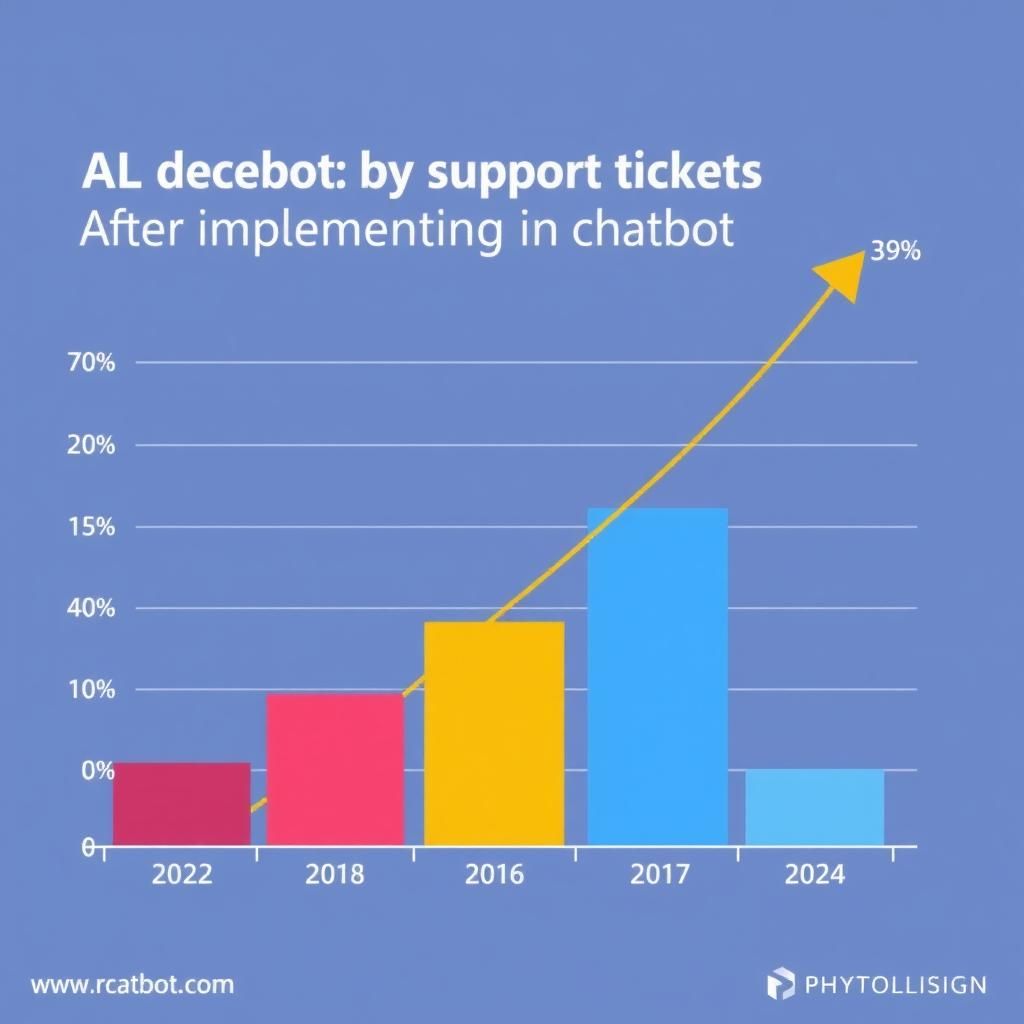 Graph showing the reduction in support tickets after implementing an AI chatbot