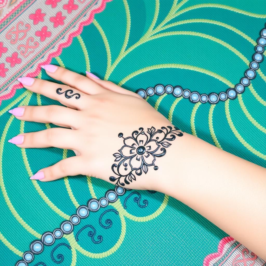 Floral bridal mehndi design on a hand