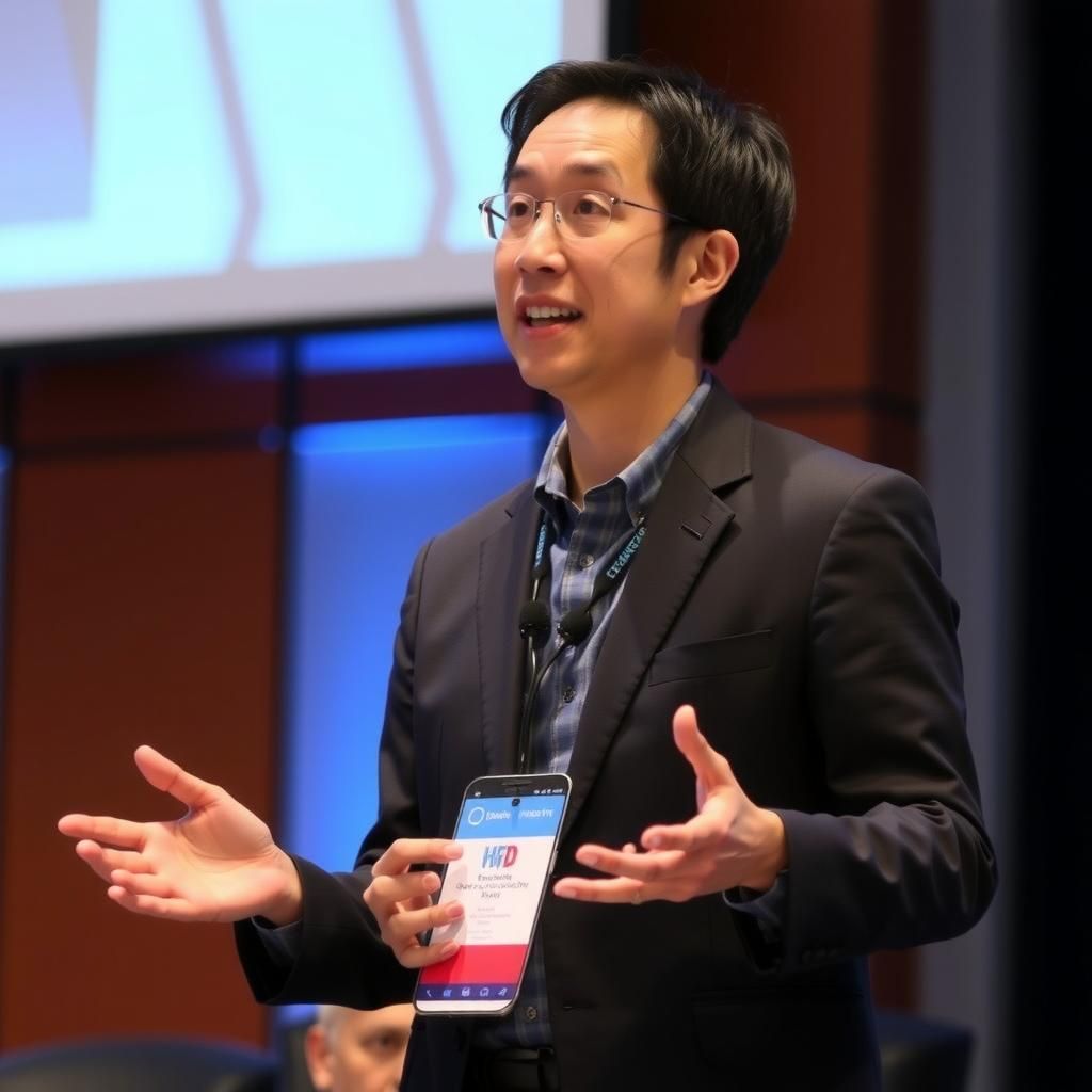 Andrew Ng speaking at a conference
