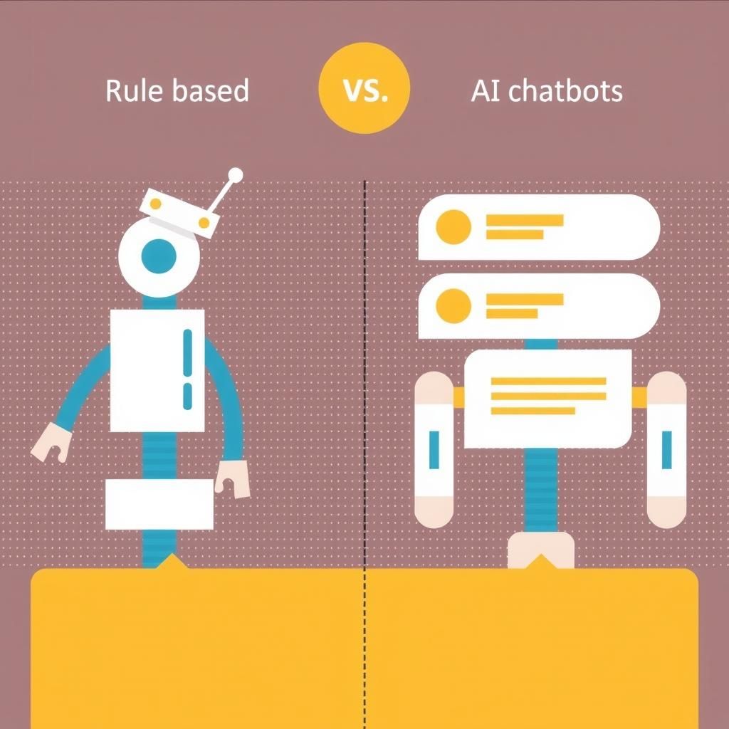 Diagram showing the difference between rule-based bots and AI chatbots
