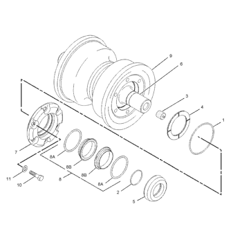 9W-8706 ROLLER GP-TRACK-DOUBLE FLANGE S/N 7XM1-4122 PART OF 119