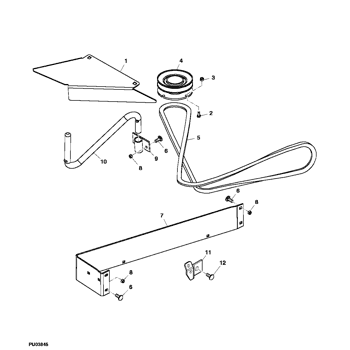 John Deere Power Flow Material Collection System (50-IN Mower Deck) -PC2111  Jacksheave,Idlers / Brackets: POWER FLOW BLOWER ASSEMBLY 50 MOWER