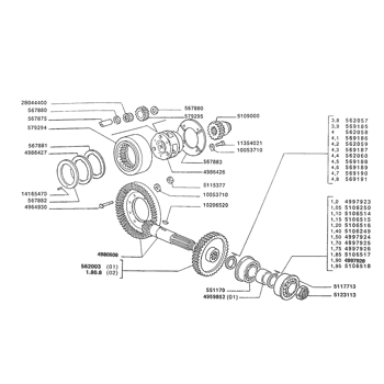 55-56) - FIAT TRACTOR (1/80-12/88) (1.28.1[02]) - TRANSMISSION GEARS New  Holland Agriculture