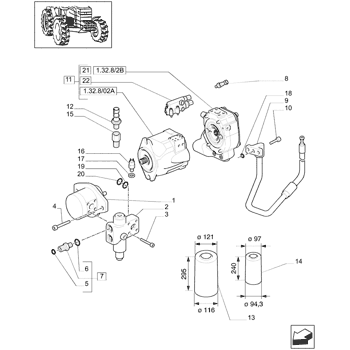 Pompe à eau Ford NH TM120 - TM190 Type Neuf