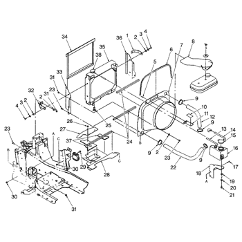 716506006) - 48 DIRT/SNOW BLADE - GT (10/97-12/03) (029) - RADIATOR &  HOSES - GT20 New Holland Agriculture