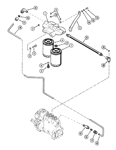 W14) - CASE UNIT LOADER W/POD CAB (S/N 9119672 & AFTER) (NORTH AMERICA)  (1/75-12/86) (086) - FUEL FILTER SYSTEM, 336BD AND 336BDT DIESEL ENGINE  Case Constructuion