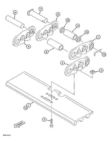 9020B) - CASE CRAWLER EXCAVATOR (1/95-12/00) (5-004) - TRACK CHAIN 