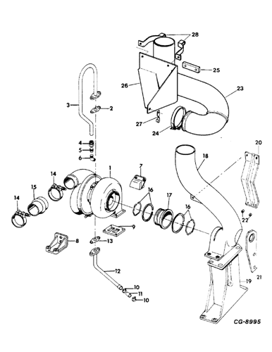 V 800 8 Cylinder Diesel Engine 1 75 12 76 B 31 Turbocharger And Connections Case Agriculture