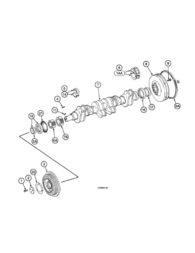 D-414) - 6 CYLINDER DIESEL ENGINE (1/68-12/81) (9C-08) - CRANKSHAFT