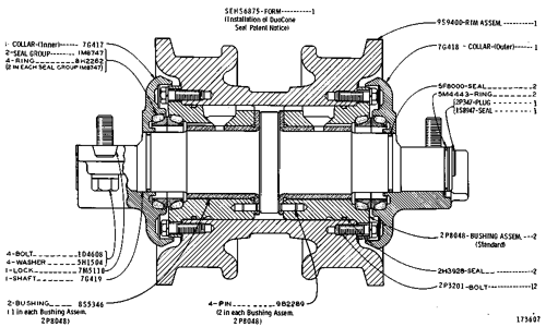One New Single-Flange Roller Group Replaces Part Number 207-30-16102 One New Single-Flange Roller Group Replaces Part Number 207-30-16102