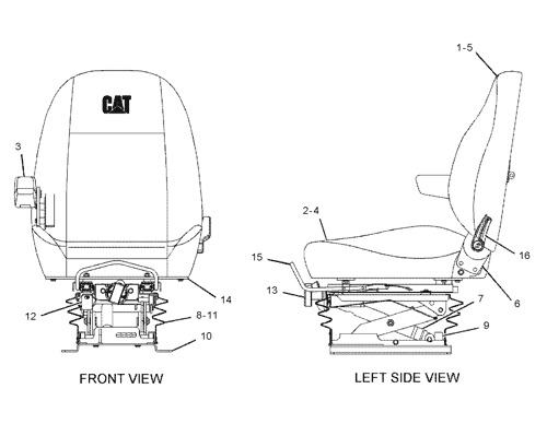 Caterpillar Cat COMPACT WHEEL Loader Suspension seat cushion kit