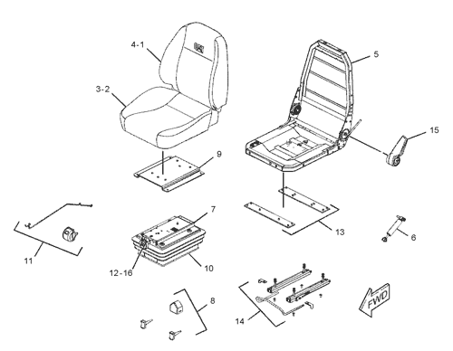 Caterpillar Cat COMPACT WHEEL Loader Suspension seat cushion kit