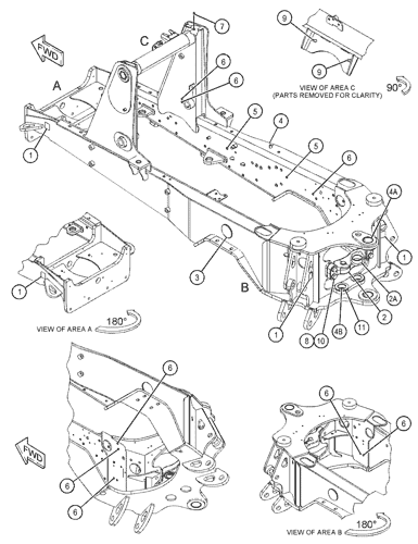 443-7311 FRAME GP-LOADER -SINGLE TILT S/N LBS1-UP PART OF 447-0790 