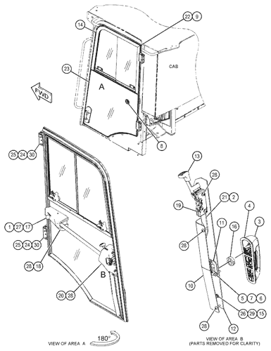 398-8770 DOOR GP-CAB -LH S/N H241-UP PART OF 452-2603 CAB AR, 463