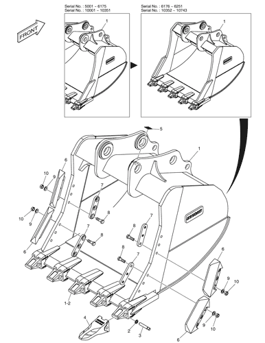 BUCKET ASS´Y - 1.71m³ - S CLASS DX340LCA Doosan parts catalog online