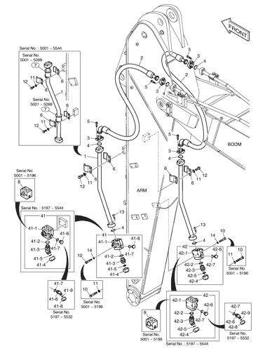 ARM PIPING - ARM 2.6m (ONE & TWO WAY) DX180LC Doosan parts catalog online