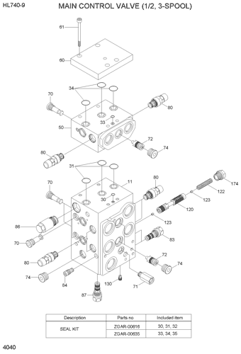 HL740-9 MAIN CONTROL VALVE (1/2, 3-SPOOL) EPC Hyundai HCE online