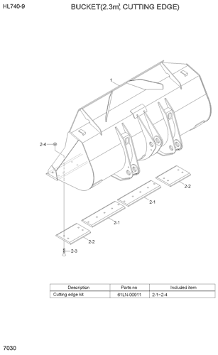 HL740-9 BUCKET(2.3M3, CUTTING EDGE) EPC Hyundai HCE online