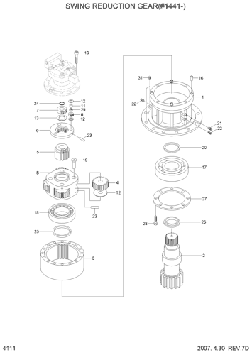 R140LC-7 SWING REDUCTION GEAR(#1441-) EPC Hyundai HCE online