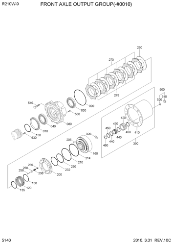 R210W-9 FRONT AXLE OUTPUT GROUP(-#0010) EPC Hyundai HCE online