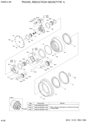 R300LC-9S TRAVEL REDUCTION GEAR EPC Hyundai HCE online