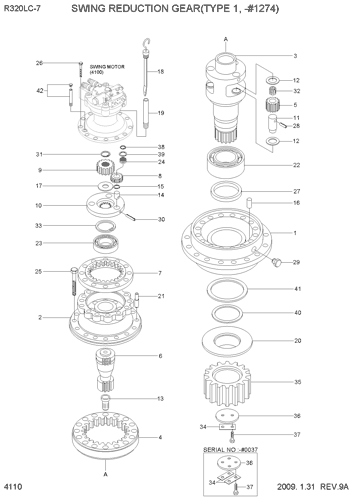 R320LC-7 SWING REDUCTION GEAR(TYPE 1, -#1274) EPC Hyundai HCE
