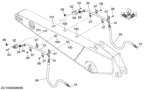 断面 ZX210LCH-5G [DCD93] BREAKER, CRUSHER PIPING (ARM 2.42m) Hitachi