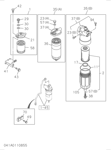 ZX350-5G 041: FUEL FILTER AND BRACKET Hitachi HOP online ZX350-5G 041: FUEL FILTER AND BRACKET Hitachi HOP online