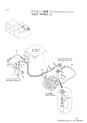 EX120-5 JPN PILOT PIPINGS (1)<120,SS,HG,LV,X,H,K> Hitachi HOP online