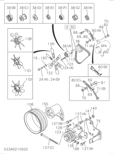 ZX200-5G 033: FAN AND FAN BELT Hitachi HOP online