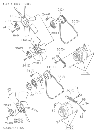 ZX75US-3M 033: FAN AND FAN BELT Hitachi HOP online