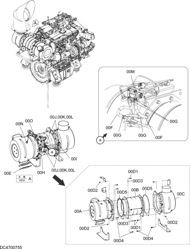 ZX670LCH-5B [JBA41] MUFFLER Hitachi HOP online 4700755 Part catalog