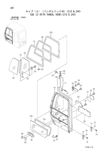 ZX200 CAB (3)(WITH VANDAL HOOK)<210,N,240> Hitachi HOP online