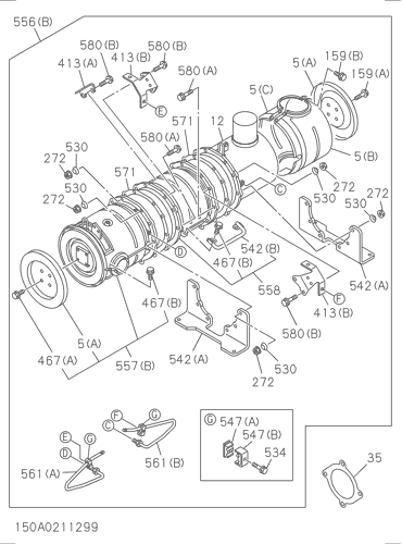 ZX350LC-5B 150: EXHAUST PIPE AND SILENCER Hitachi HOP 