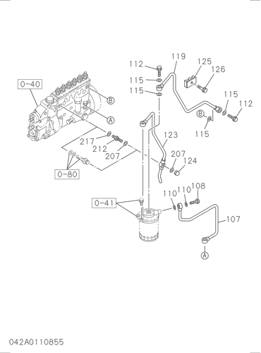 ZX350-5G 042: FUEL PUMP AND PIPE Hitachi HOP online