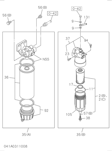 ZX480LCK-3 041: FUEL FILTER AND BRACKET Hitachi HOP online ZX480LCK-3 041: FUEL FILTER AND BRACKET Hitachi HOP online