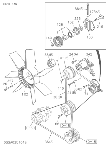 ZX225US-3 033: FAN AND FAN BELT Hitachi HOP online ZX225US-3 033: FAN AND FAN BELT Hitachi HOP online