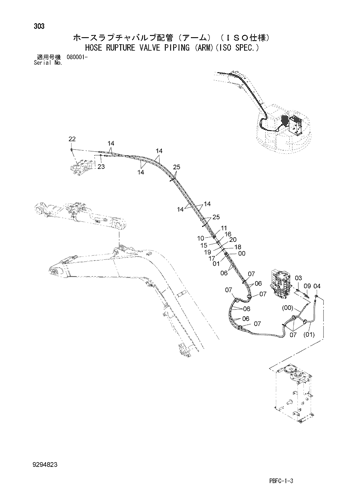 ZX85USB-3-HCME HOSE RUPTURE VALVE PIPING (ARM)(ISO SPEC.) Hitachi 