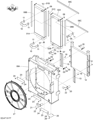ZX670LCH-5B [JBA41] RADIATOR Hitachi HOP online YA00004873