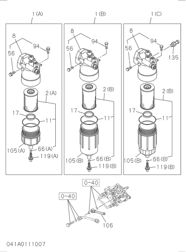ZX350-3-AMS 041: FUEL FILTER AND BRACKET Hitachi HOP online ZX350-3-AMS 041: FUEL FILTER AND BRACKET Hitachi HOP online