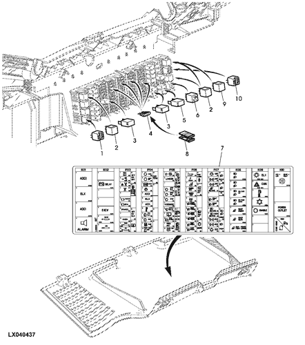 FUSE BOX / SYMBOLS (CAB) - TRACTOR John Deere 6910 - TRACTOR - 6810, 6910,  6910S Tractors (European Edition) ELECTRICAL COMPONENTS / CONTROL UNITS AND  MISCELLANEOUS SMALL PARTS FUSE BOX / SYMBOLS (CAB)