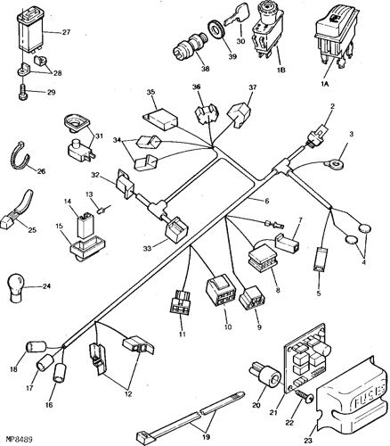 F710 Mower Front Main Wiring Harness And Switches Epc John
