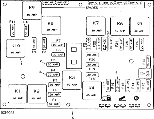 FUSES AND RELAY - TRACTOR John Deere 4955 - TRACTOR - 4555, 4755, 4955  Tractors (North American Edition) ELECTRICAL FUSES AND RELAY