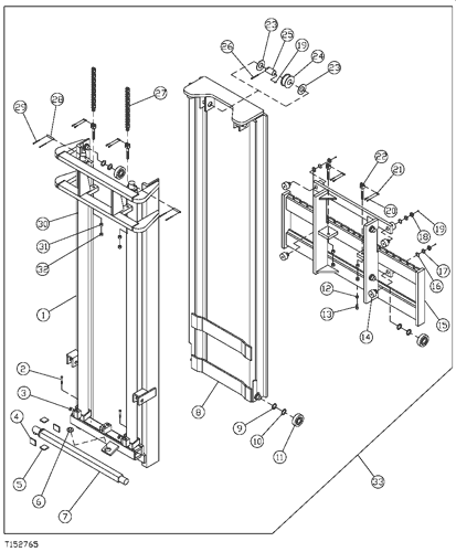 485e Forklift Lift Frames Chains Rollers And Sideshift Frame See Thru Mast I T A Standards 486e Epc John Deere Online