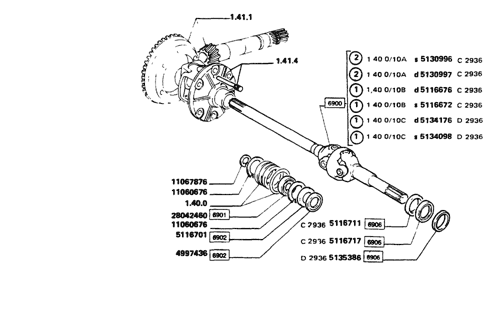 60-90 Dt) - Fiat Tractor (1/84-12/90) (1.40.0/10[01]) - 4Wd Front Axle - Differential Gears And Shaft New Holland Agriculture